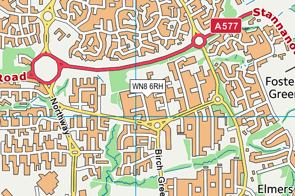 WN8 6RH map - OS VectorMap District (Ordnance Survey)