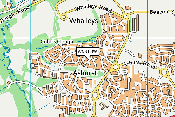 WN8 6SW map - OS VectorMap District (Ordnance Survey)