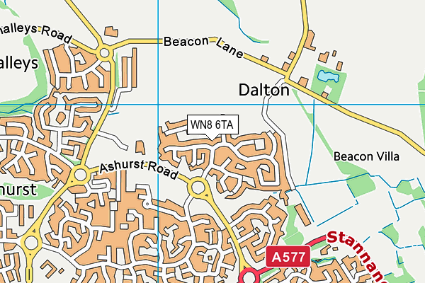 WN8 6TA map - OS VectorMap District (Ordnance Survey)