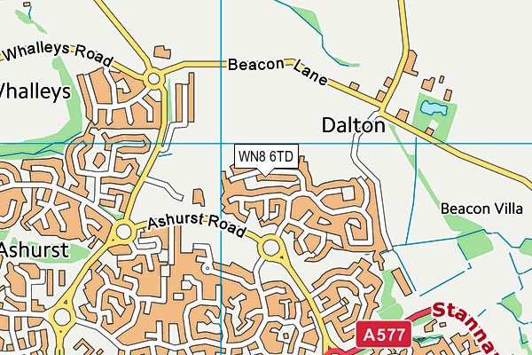 WN8 6TD map - OS VectorMap District (Ordnance Survey)