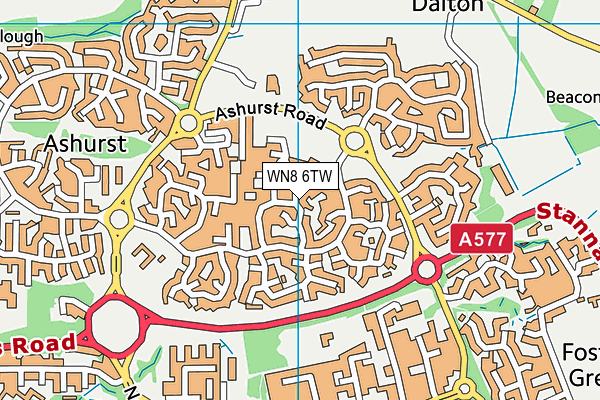 WN8 6TW map - OS VectorMap District (Ordnance Survey)