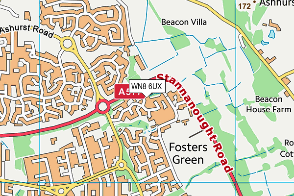 WN8 6UX map - OS VectorMap District (Ordnance Survey)