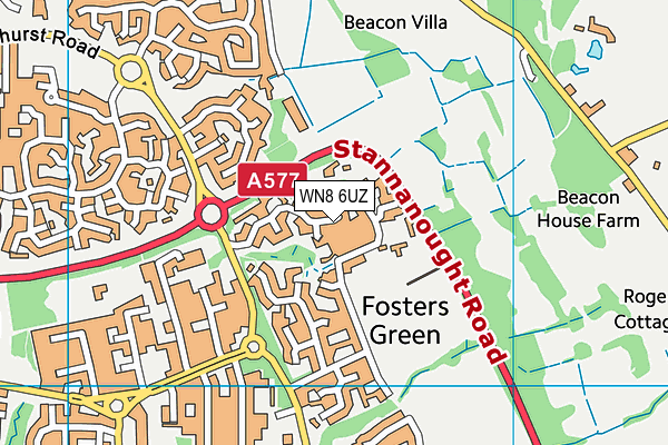 WN8 6UZ map - OS VectorMap District (Ordnance Survey)