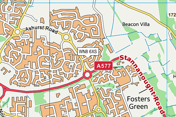 WN8 6XS map - OS VectorMap District (Ordnance Survey)