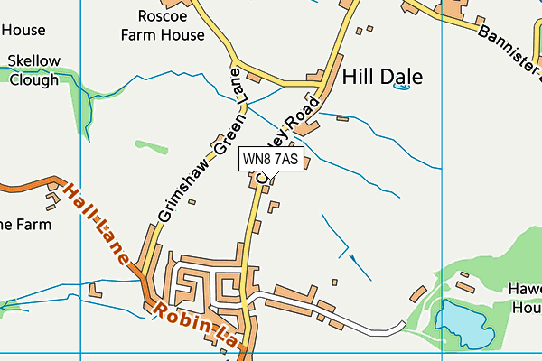 Hilldale Playing Field map (WN8 7AS) - OS VectorMap District (Ordnance Survey)