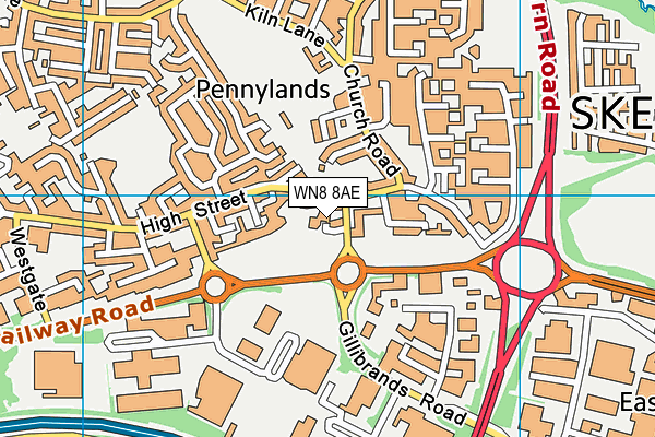 WN8 8AE map - OS VectorMap District (Ordnance Survey)