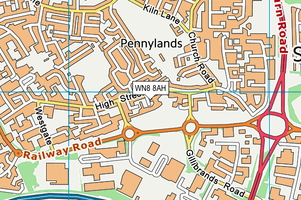 WN8 8AH map - OS VectorMap District (Ordnance Survey)