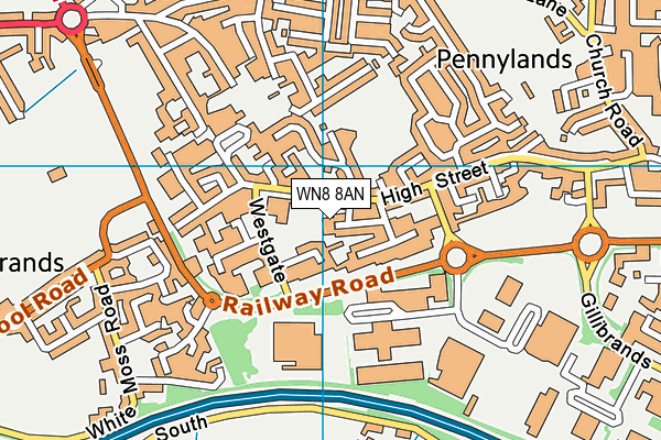 WN8 8AN map - OS VectorMap District (Ordnance Survey)