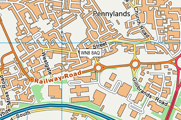 WN8 8AQ map - OS VectorMap District (Ordnance Survey)