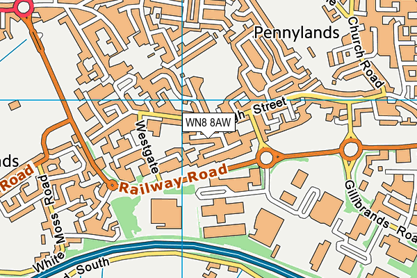 WN8 8AW map - OS VectorMap District (Ordnance Survey)