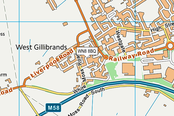 WN8 8BQ map - OS VectorMap District (Ordnance Survey)