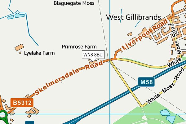 WN8 8BU map - OS VectorMap District (Ordnance Survey)