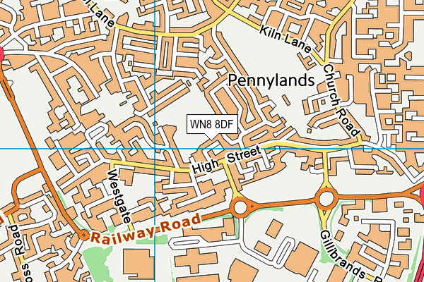 WN8 8DF map - OS VectorMap District (Ordnance Survey)