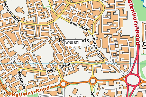 WN8 8DL map - OS VectorMap District (Ordnance Survey)
