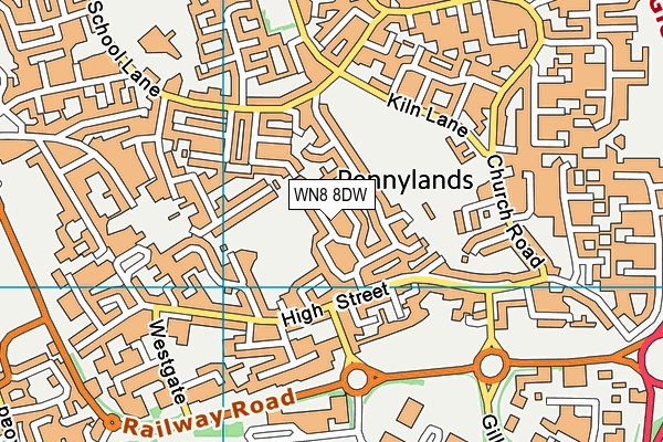 WN8 8DW map - OS VectorMap District (Ordnance Survey)
