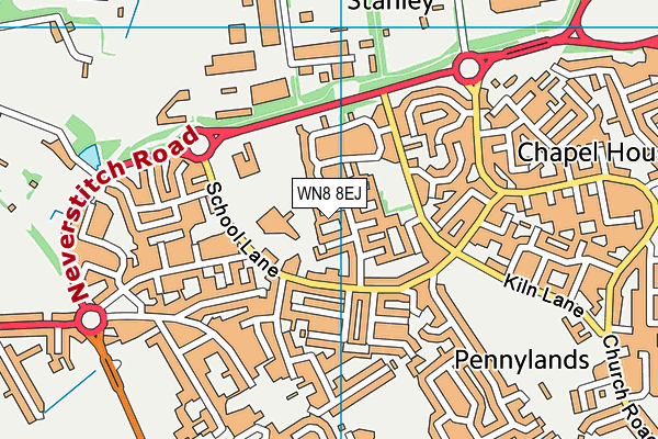 WN8 8EJ map - OS VectorMap District (Ordnance Survey)