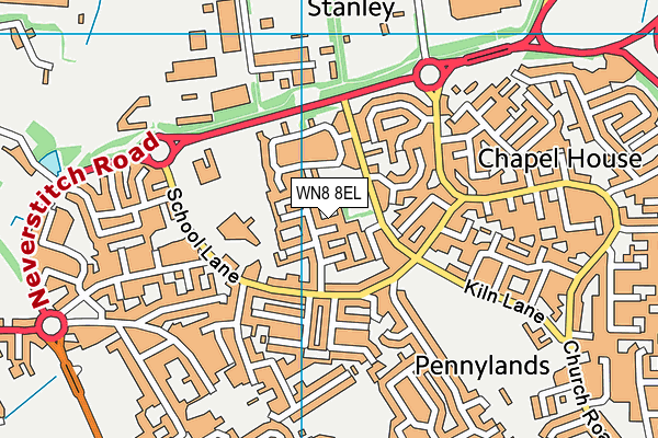 WN8 8EL map - OS VectorMap District (Ordnance Survey)
