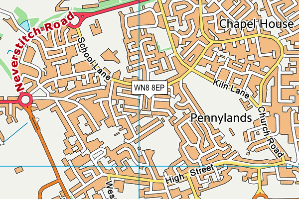 WN8 8EP map - OS VectorMap District (Ordnance Survey)