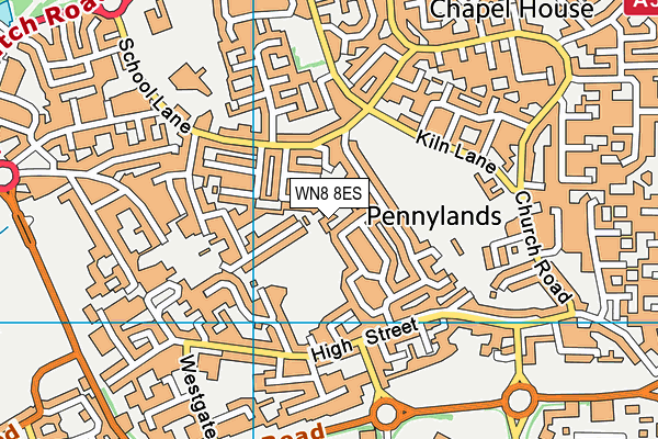 WN8 8ES map - OS VectorMap District (Ordnance Survey)