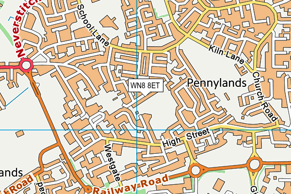 WN8 8ET map - OS VectorMap District (Ordnance Survey)