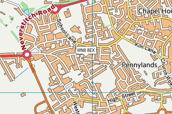 WN8 8EX map - OS VectorMap District (Ordnance Survey)