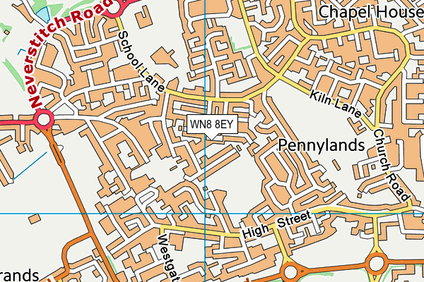 WN8 8EY map - OS VectorMap District (Ordnance Survey)