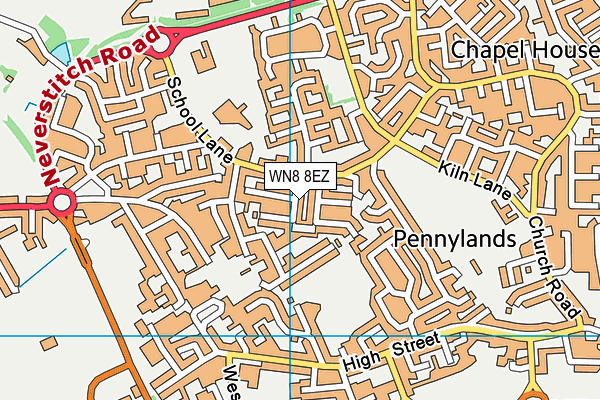 WN8 8EZ map - OS VectorMap District (Ordnance Survey)