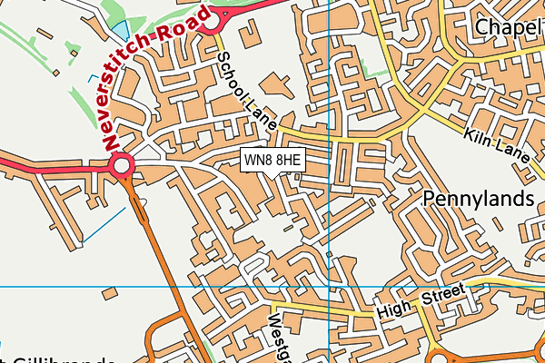 WN8 8HE map - OS VectorMap District (Ordnance Survey)