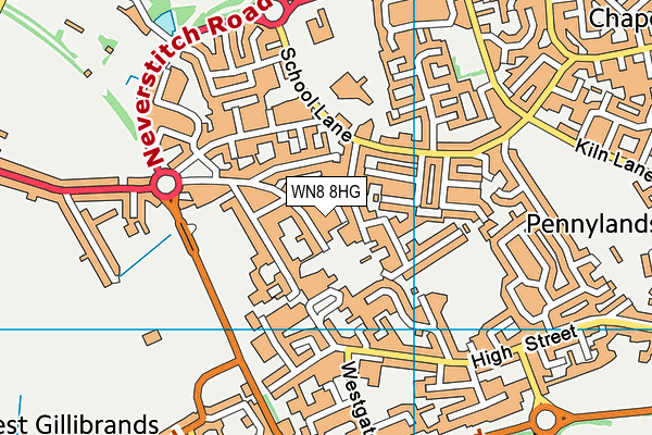 WN8 8HG map - OS VectorMap District (Ordnance Survey)