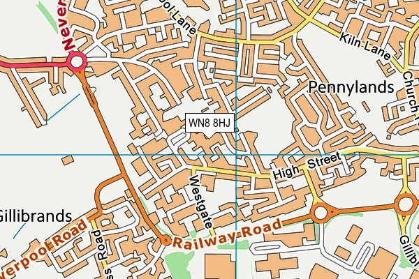 WN8 8HJ map - OS VectorMap District (Ordnance Survey)