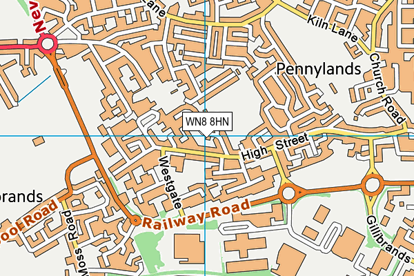 WN8 8HN map - OS VectorMap District (Ordnance Survey)
