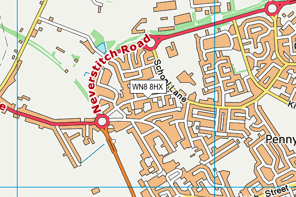 WN8 8HX map - OS VectorMap District (Ordnance Survey)