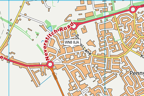 WN8 8JA map - OS VectorMap District (Ordnance Survey)