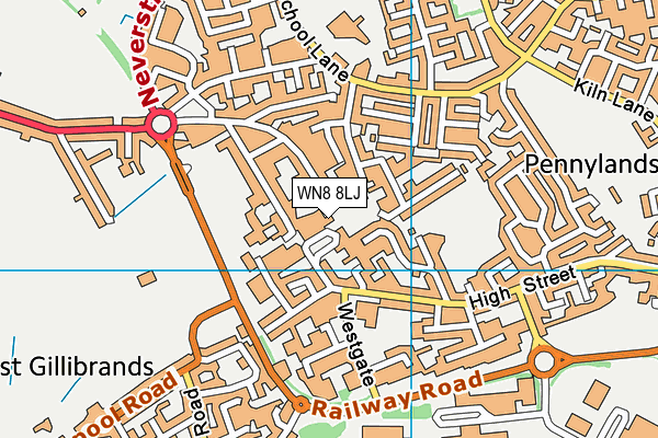 WN8 8LJ map - OS VectorMap District (Ordnance Survey)