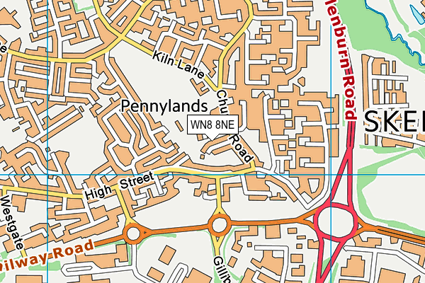 WN8 8NE map - OS VectorMap District (Ordnance Survey)