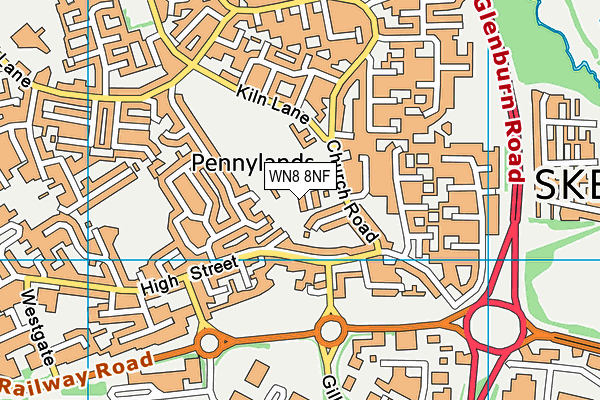 WN8 8NF map - OS VectorMap District (Ordnance Survey)