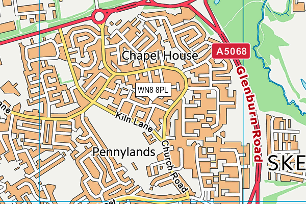 WN8 8PL map - OS VectorMap District (Ordnance Survey)