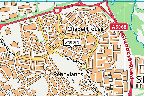 WN8 8PS map - OS VectorMap District (Ordnance Survey)