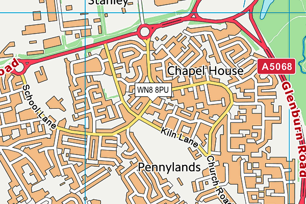 WN8 8PU map - OS VectorMap District (Ordnance Survey)