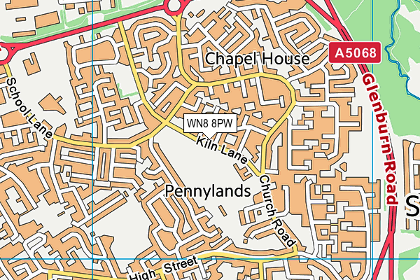 Trinity Church of England/Methodist School map (WN8 8PW) - OS VectorMap District (Ordnance Survey)