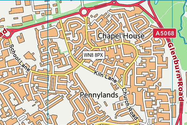 WN8 8PX map - OS VectorMap District (Ordnance Survey)