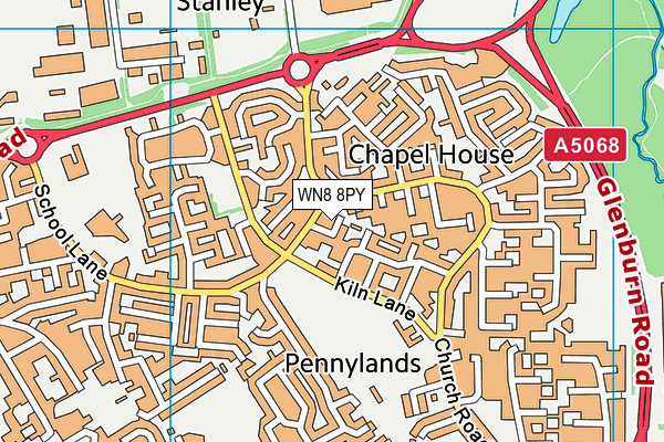 WN8 8PY map - OS VectorMap District (Ordnance Survey)