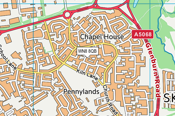 WN8 8QB map - OS VectorMap District (Ordnance Survey)