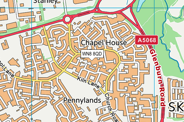 WN8 8QD map - OS VectorMap District (Ordnance Survey)
