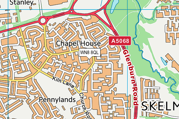 WN8 8QL map - OS VectorMap District (Ordnance Survey)