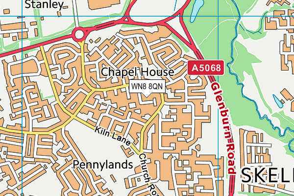 WN8 8QN map - OS VectorMap District (Ordnance Survey)