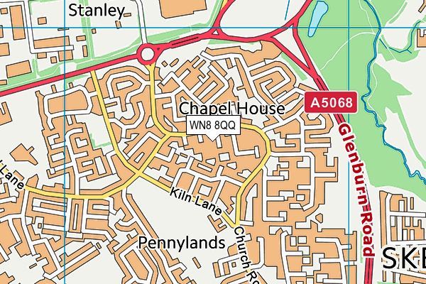 WN8 8QQ map - OS VectorMap District (Ordnance Survey)