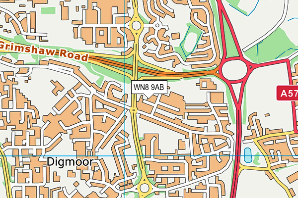 WN8 9AB map - OS VectorMap District (Ordnance Survey)