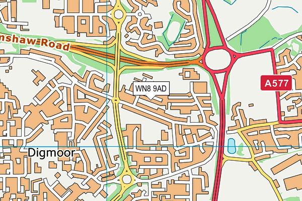 WN8 9AD map - OS VectorMap District (Ordnance Survey)