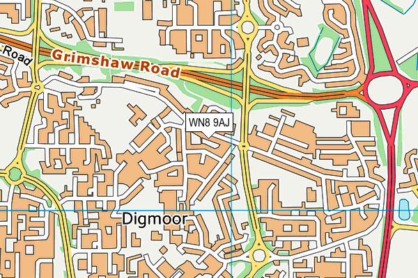 WN8 9AJ map - OS VectorMap District (Ordnance Survey)